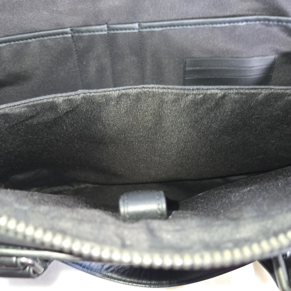 Coach Black Leather Graham Slim Briefcase with Gunmetal Accent Hardware C8170